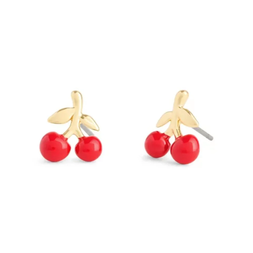 COACH Red Enamel Vintage Charms Cherry Stud Earrings - NWT $78 MSRP - Picture 3 of 9